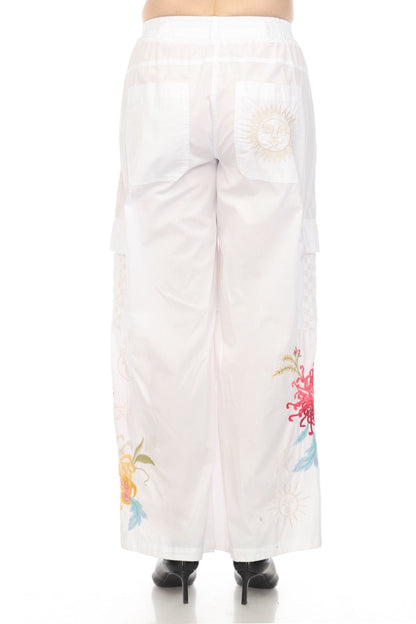 Johnny Was Workshop Malory Drawstring Hem Cargo Pants Boho Chic W61624 *