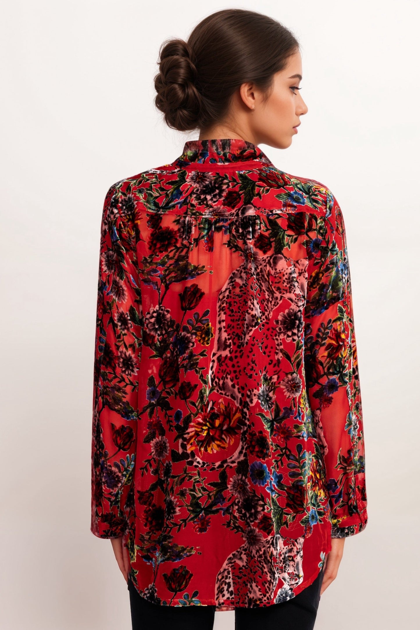Johnny Was Red Yoella Burnout Tunic Top C23324AO