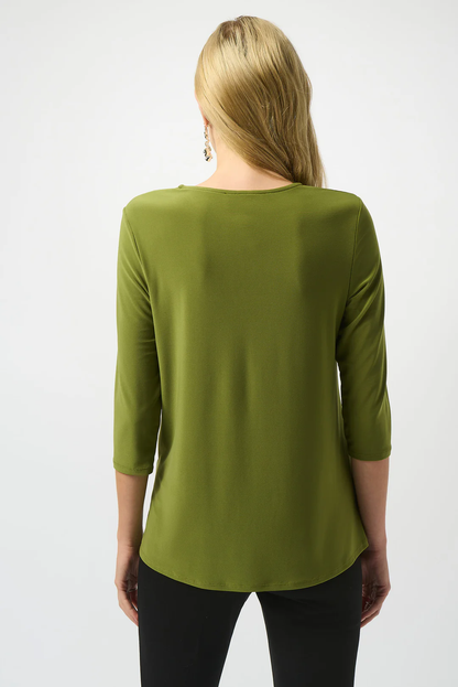 Joseph Ribkoff Asymmetrical Scoop Neck 3/4 Sleeves Tunic Top 253027
