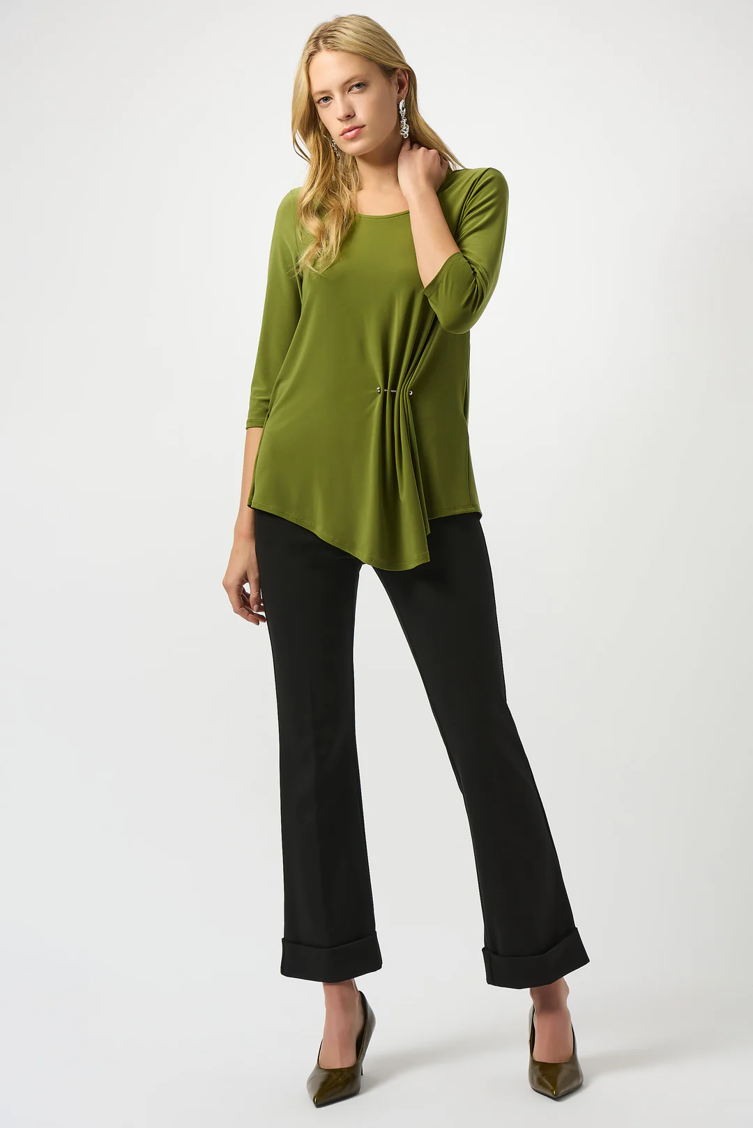 Joseph Ribkoff Asymmetrical Scoop Neck 3/4 Sleeves Tunic Top 253027