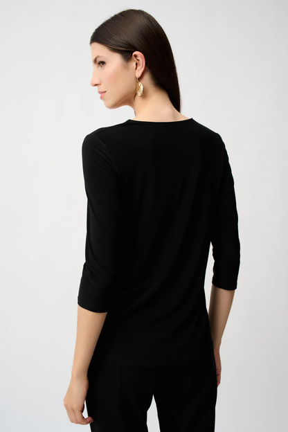 Joseph Ribkoff Asymmetrical Scoop Neck 3/4 Sleeves Tunic Top 253027