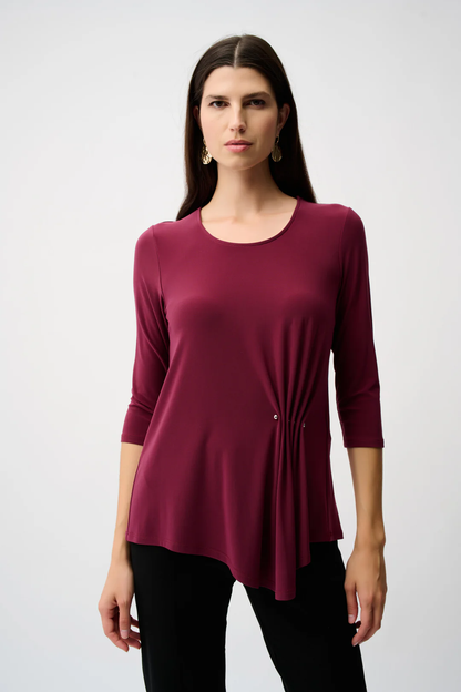 Joseph Ribkoff Asymmetrical Scoop Neck 3/4 Sleeves Tunic Top 253027