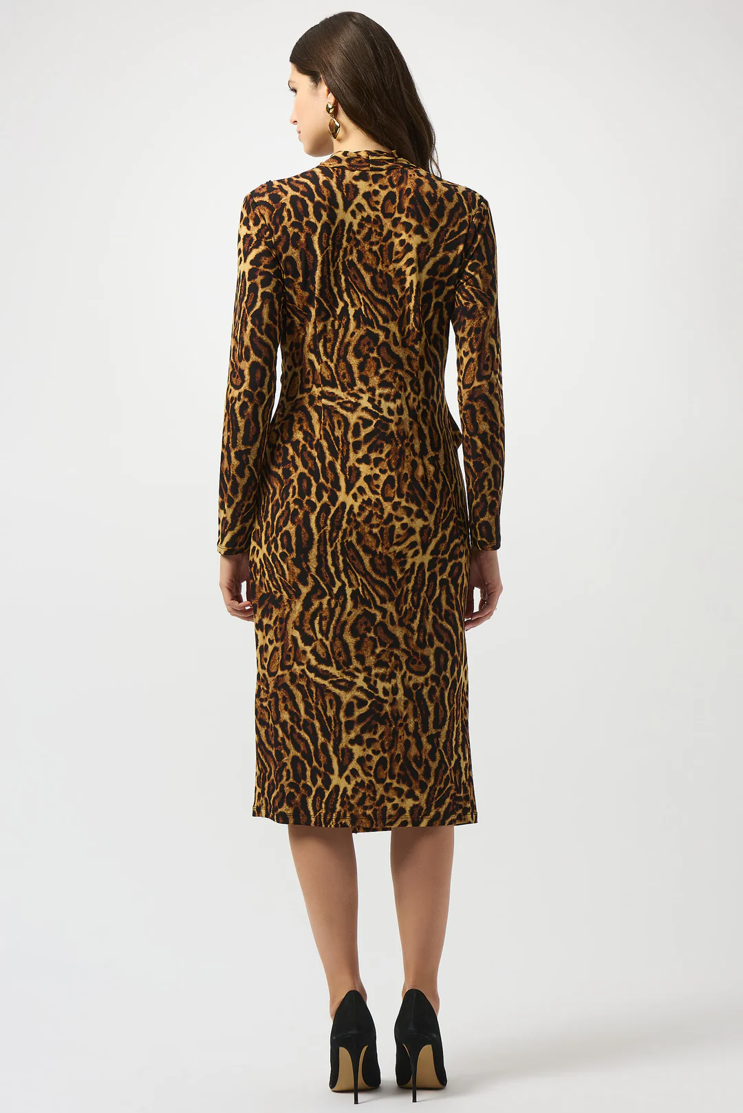 Joseph Ribkoff Black/Brown Animal Print Faux Wrap Dress 253091-R
