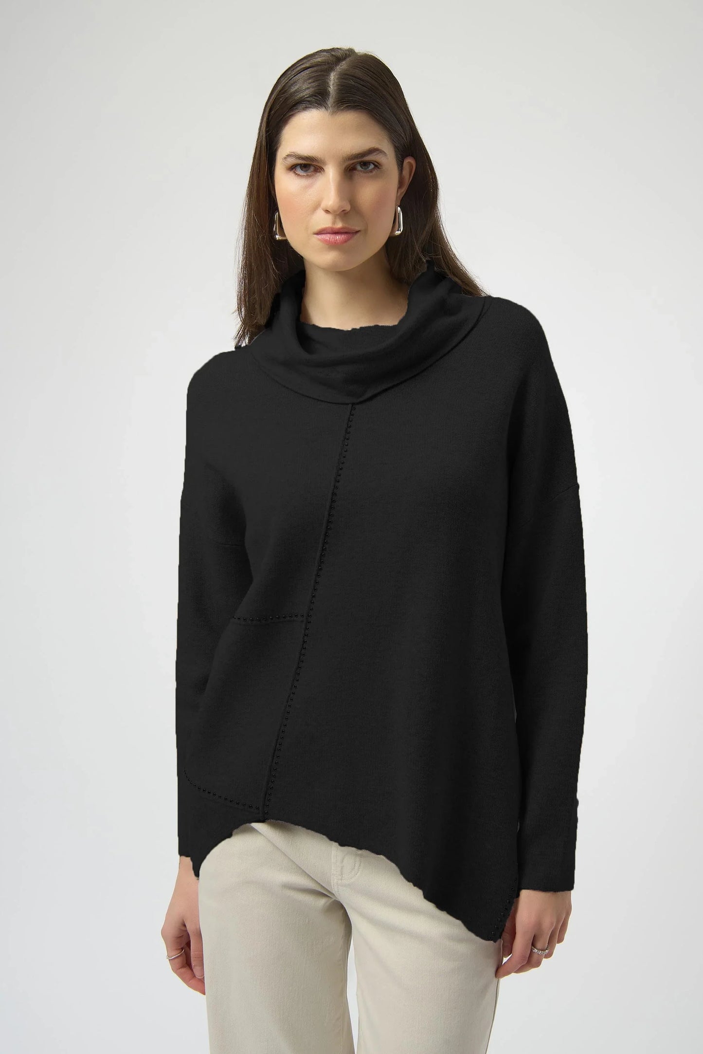 Joseph Ribkoff Cowl Neck Embellished Asymmetric Sweater Top 253913