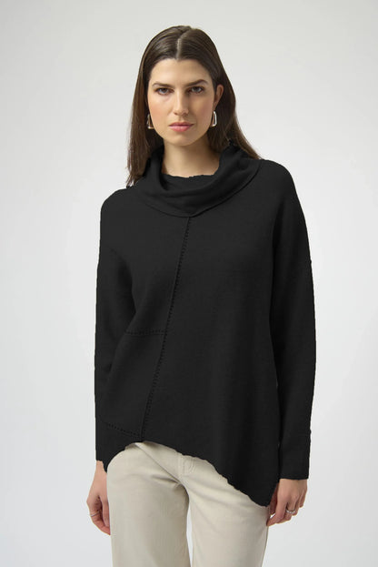 Joseph Ribkoff Cowl Neck Embellished Asymmetric Sweater Top 253913