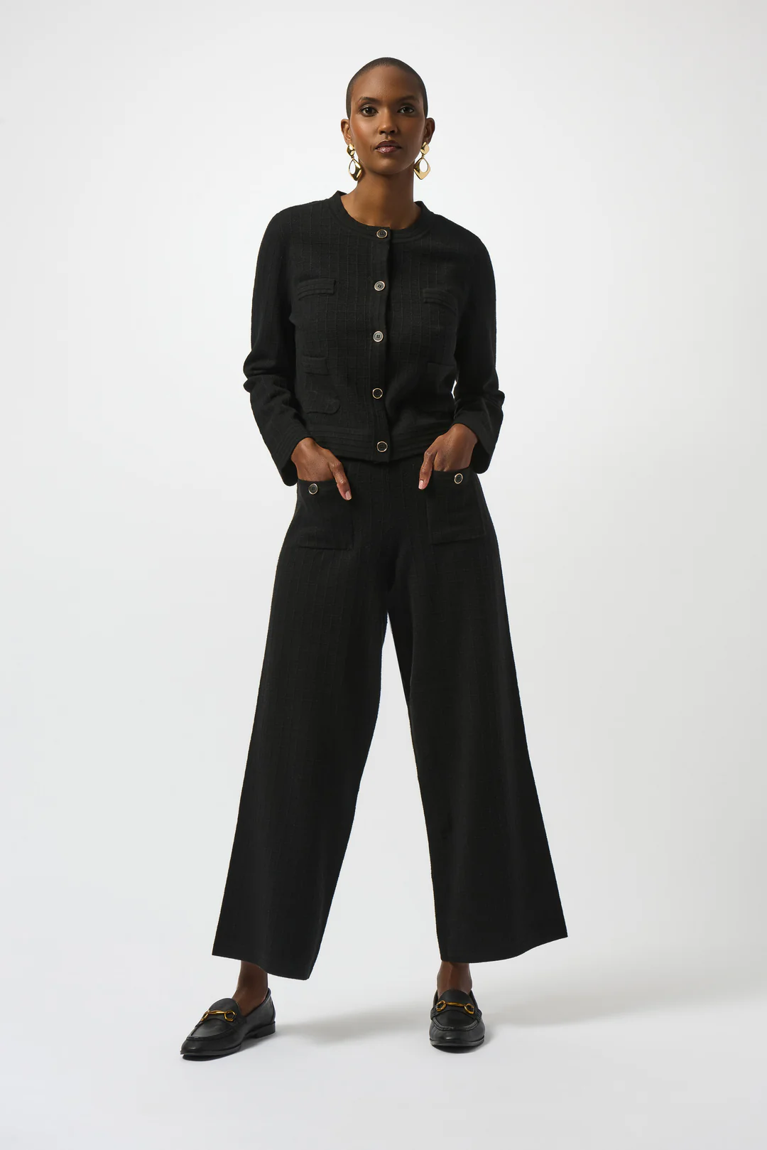 Joseph Ribkoff Black Crew Neck Button Front Jacket 253983-R