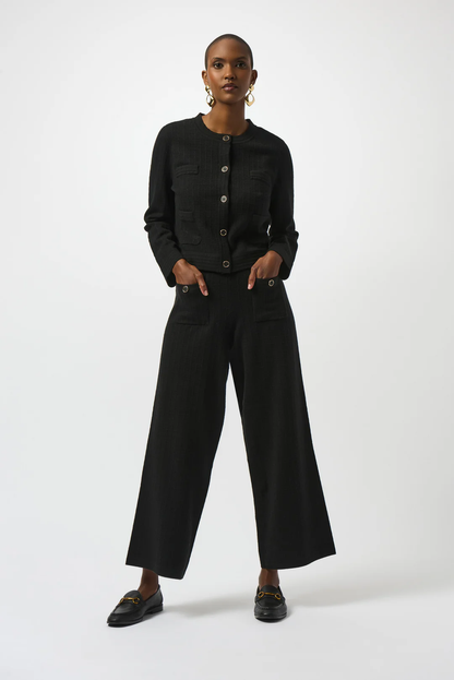 Joseph Ribkoff Black Crew Neck Button Front Jacket 253983-R