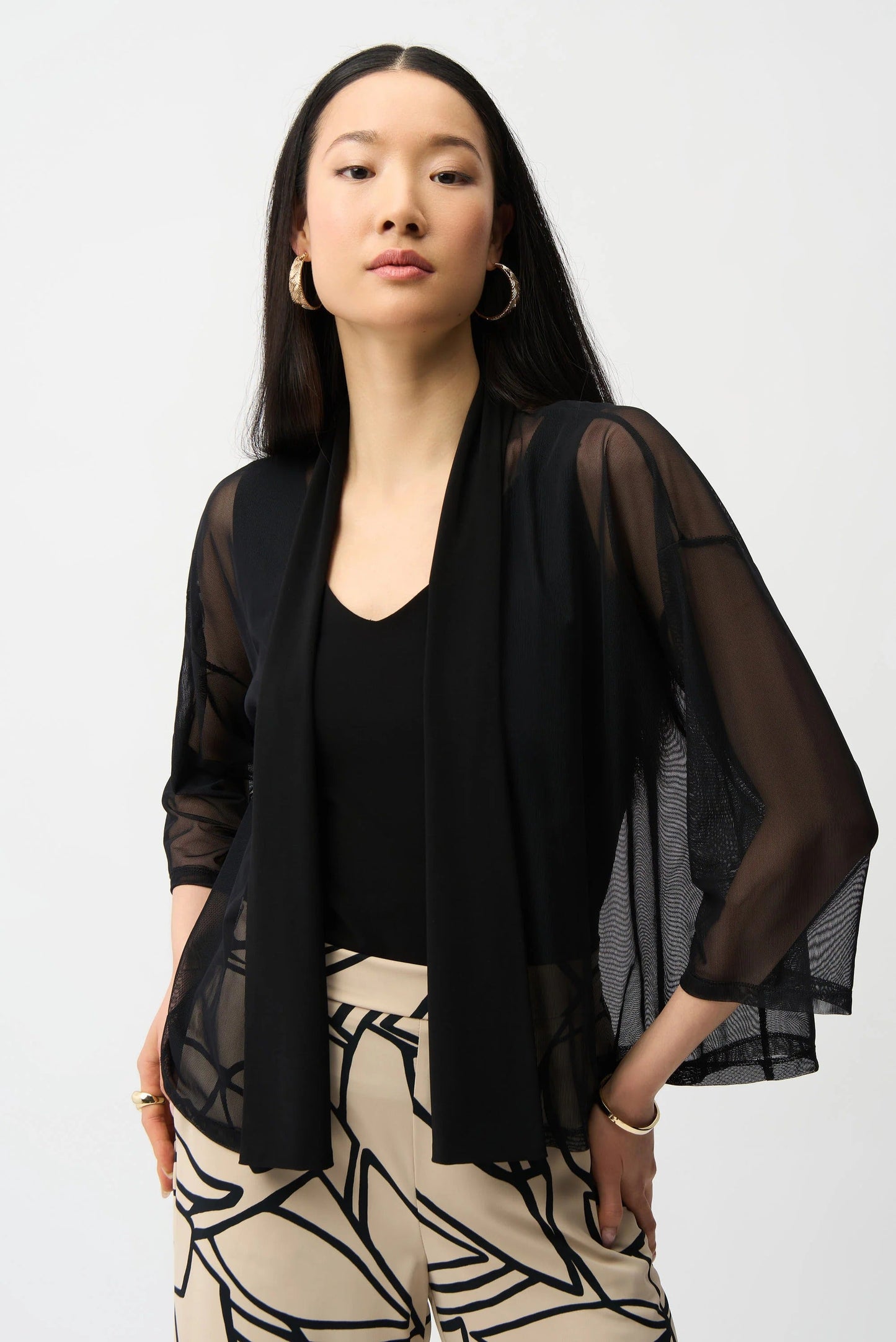 Joseph Ribkoff Open Front 3/4 Sleeves Mesh Cover-Up 261204