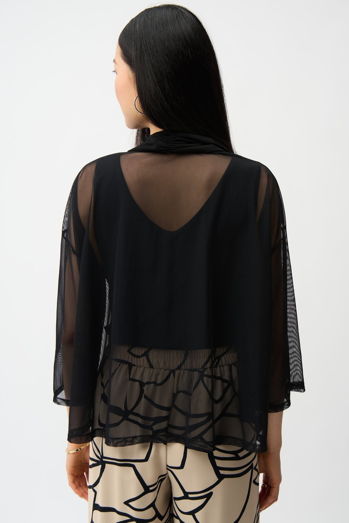 Joseph Ribkoff Open Front 3/4 Sleeves Mesh Cover-Up 261204