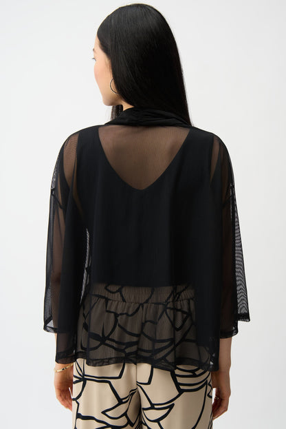 Joseph Ribkoff Open Front 3/4 Sleeves Mesh Cover-Up 261204