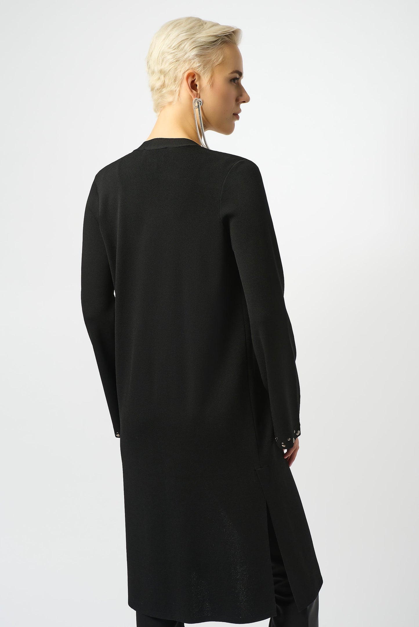 Joseph Ribkoff Black Studded Long Sweater Knit Cardigan 253990-R