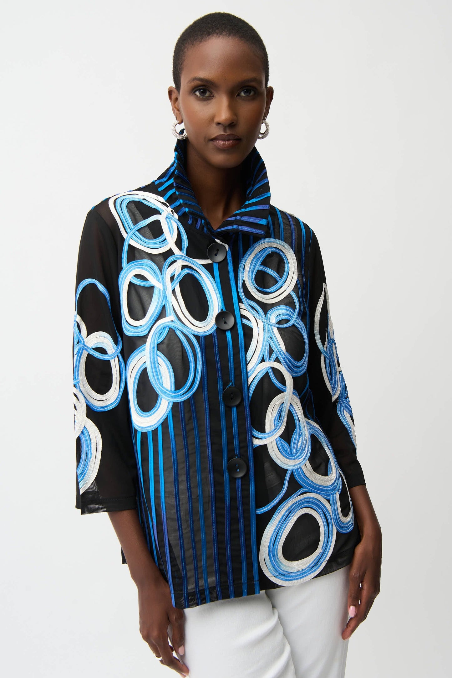 Joseph Ribkoff Black/Multi Satin Soutache Mesh Jacket 261904