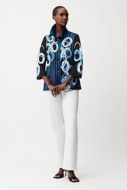 Joseph Ribkoff Black/Multi Satin Soutache Mesh Jacket 261904