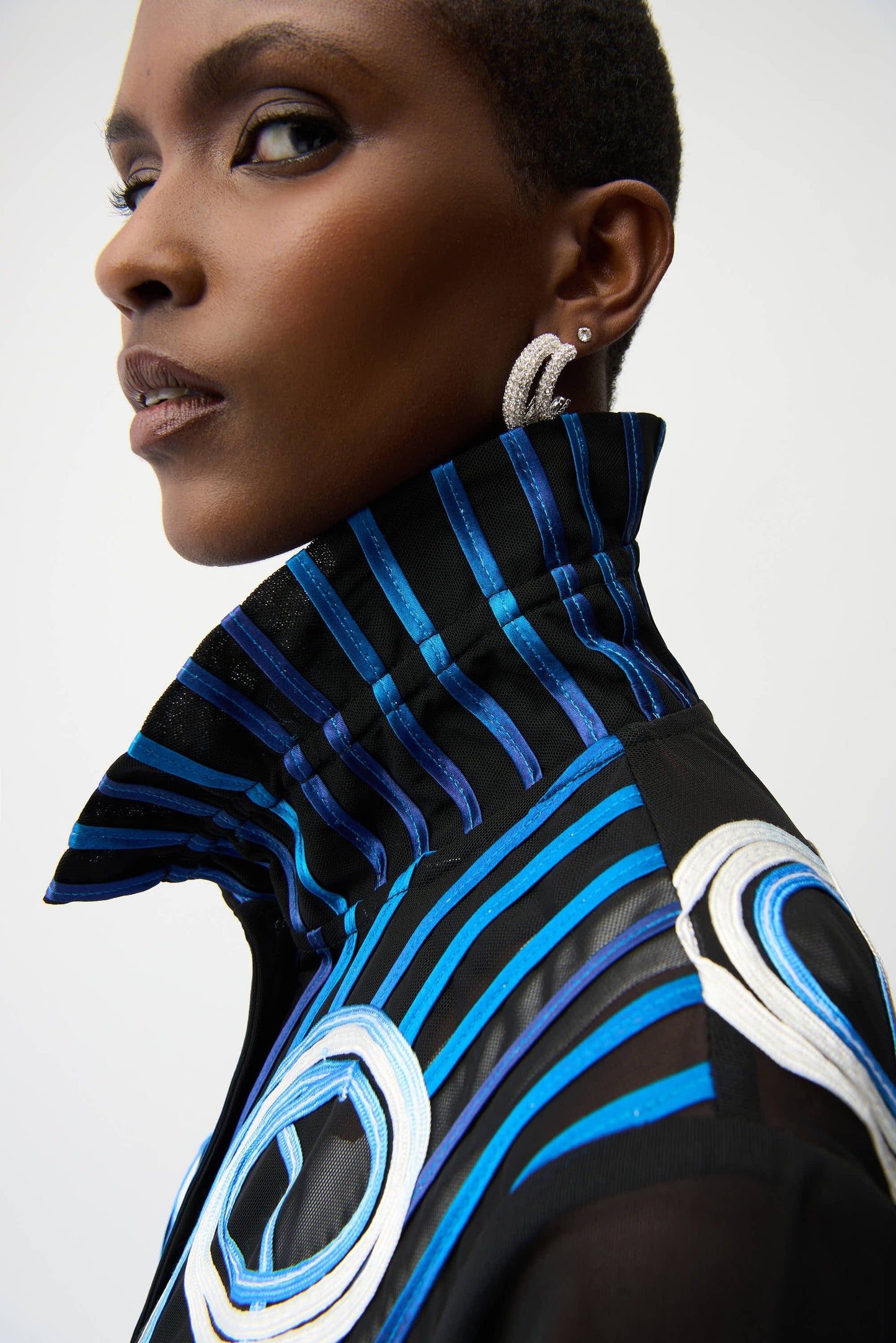 Joseph Ribkoff Black/Multi Satin Soutache Mesh Jacket 261904