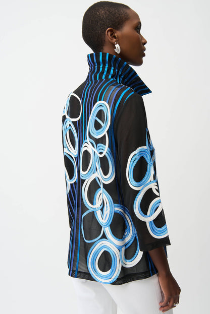 Joseph Ribkoff Black/Multi Satin Soutache Mesh Jacket 261904