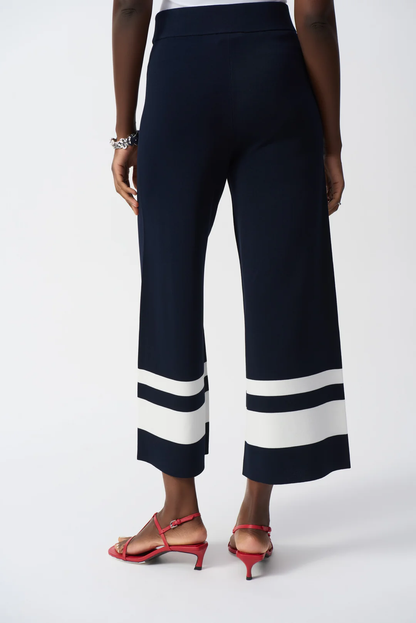 Joseph Ribkoff Blue/Vanilla Stripe Pull On Wide Leg Culotte Pants 251945