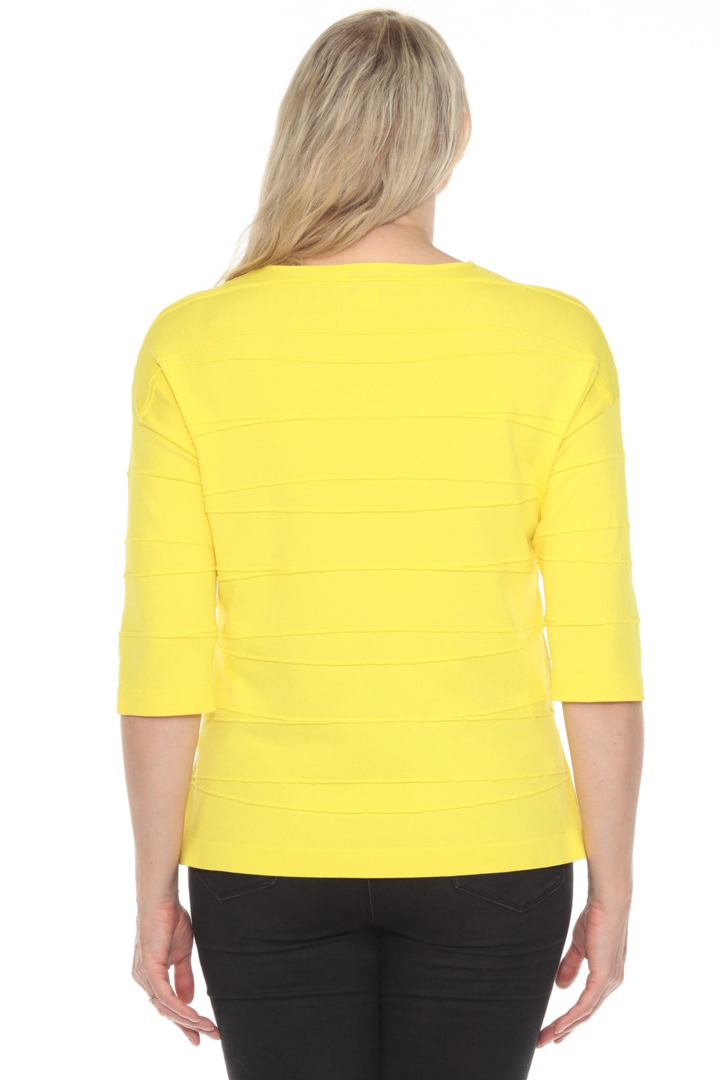 Joseph Ribkoff Textured Stripe V-Neck 3/4 Sleeve Knit Top 251923