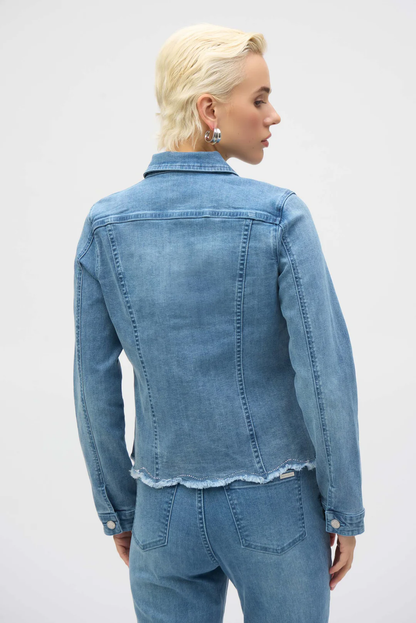 Joseph Ribkoff Denim Medium Blue Embroidered Jacket 252911