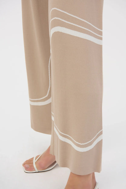 Joseph Ribkoff Dune/Ecru Wavy Stripes High Waist Wide Leg Pants 252931