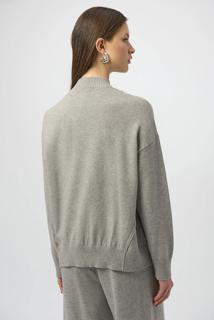 Joseph Ribkoff Embellished Zipped Mock Neck Pullover Sweater 254933