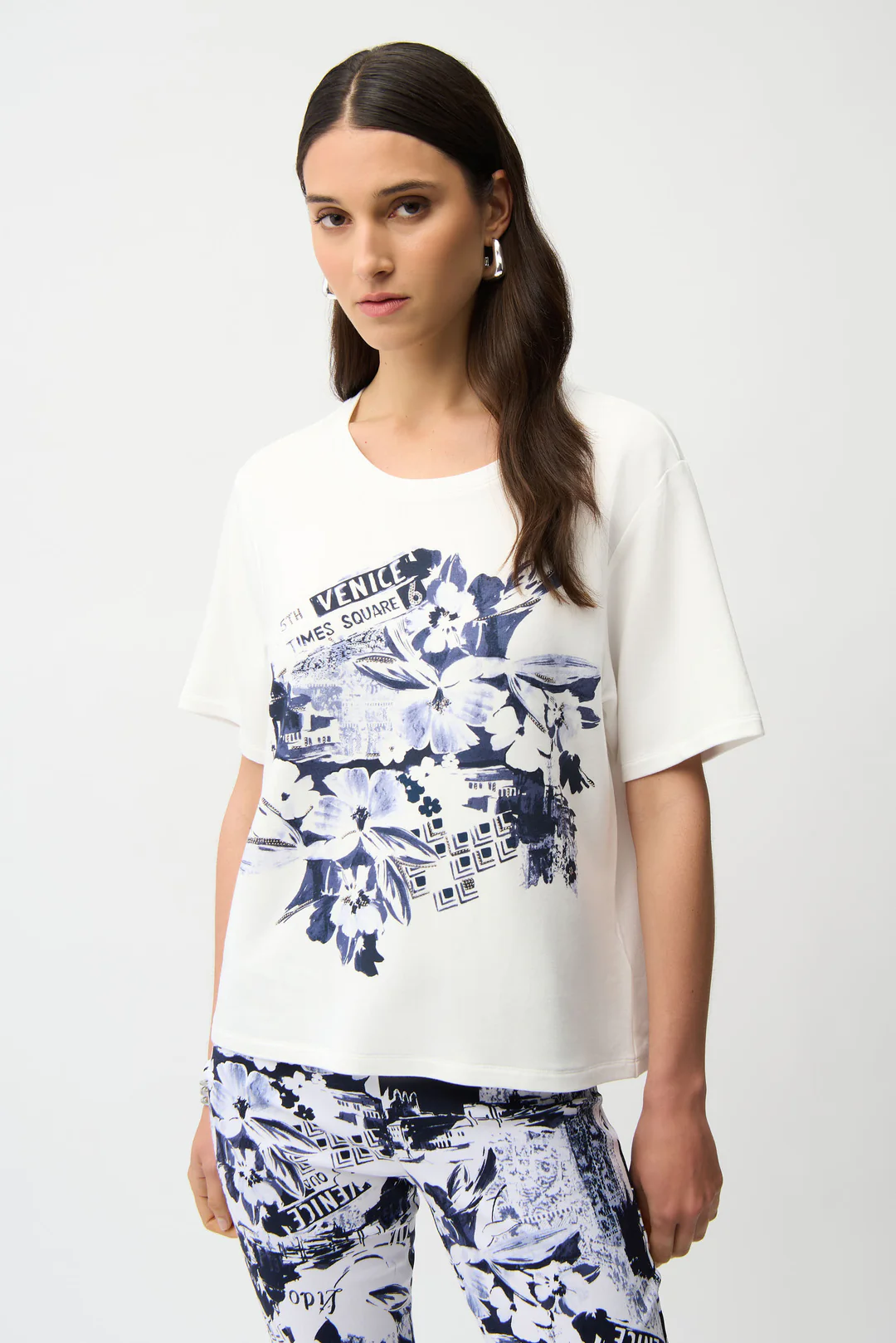 Joseph Ribkoff Embellished Graphic Print T-Shirt 261967