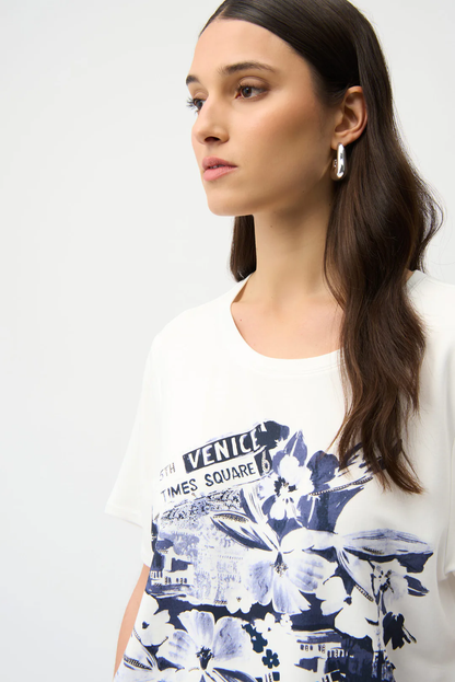 Joseph Ribkoff Embellished Graphic Print T-Shirt 261967