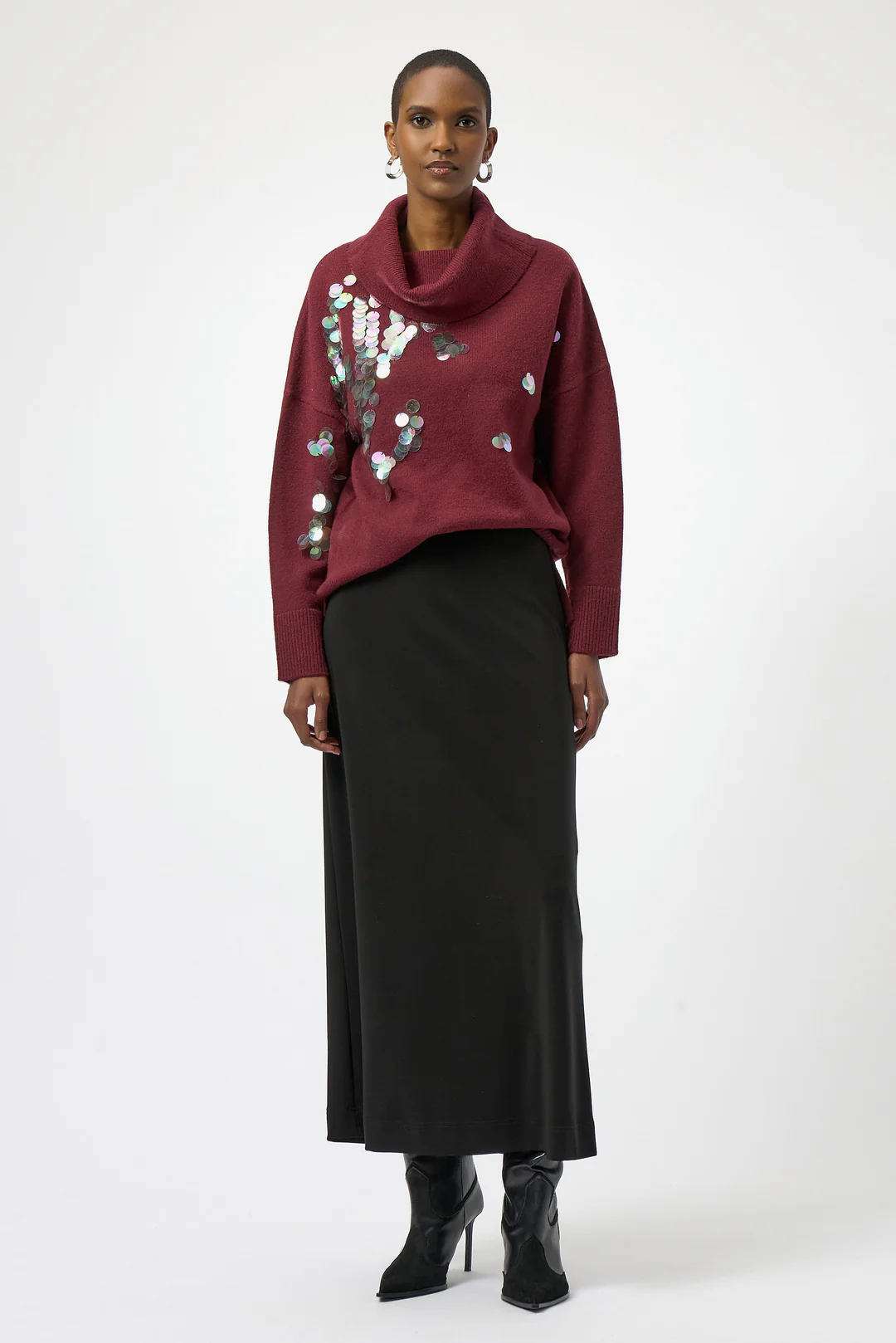 Joseph Ribkoff Sequined Turtle Neck Pullover Sweater 254942