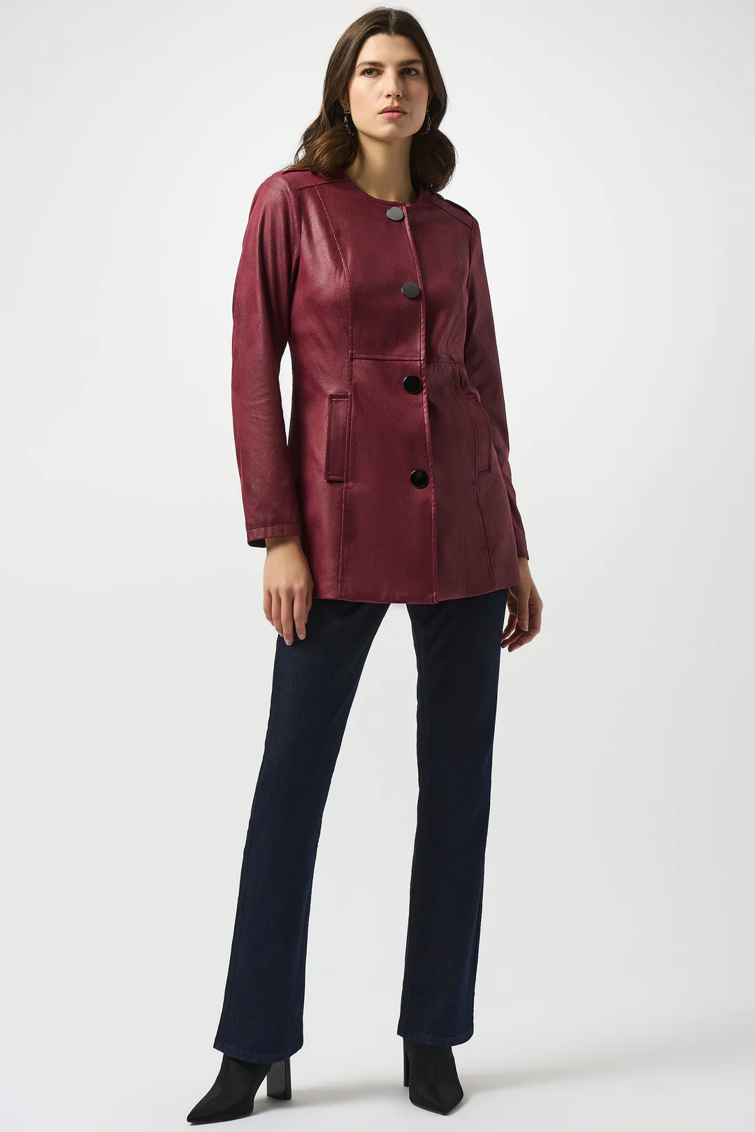 Joseph Ribkoff Merlot Long Sleeve Faux Suede Jacket 253934-R