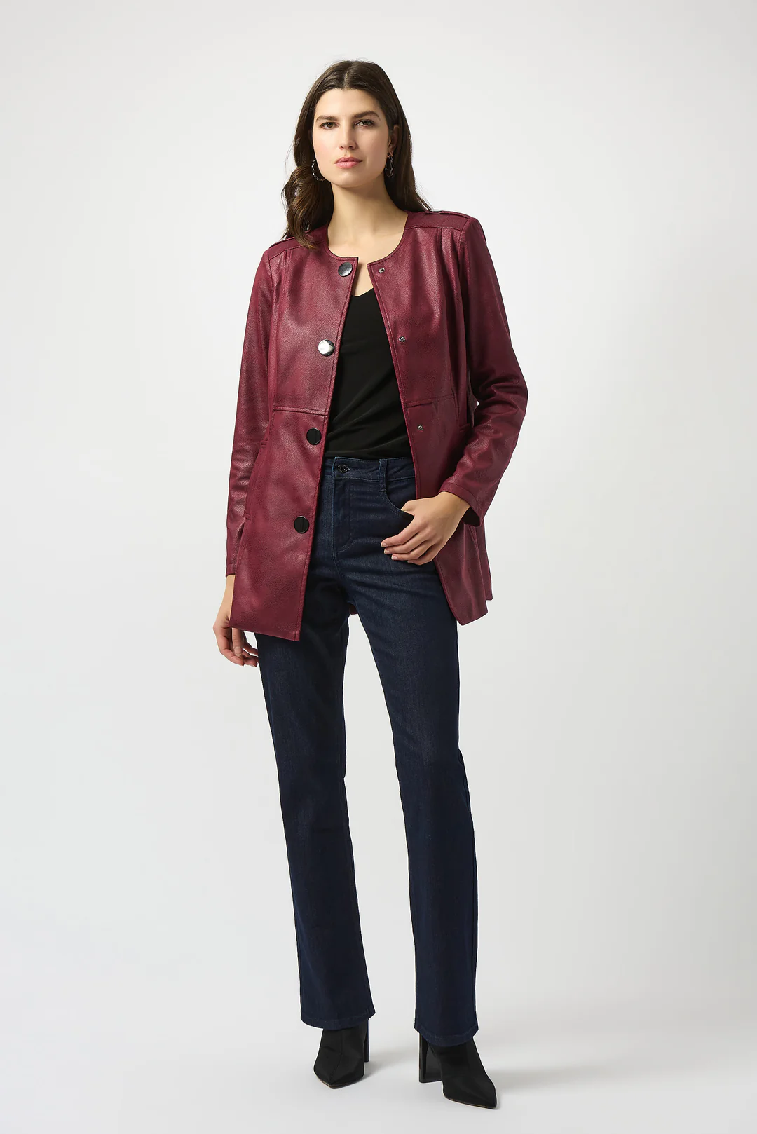 Joseph Ribkoff Merlot Long Sleeve Faux Suede Jacket 253934-R