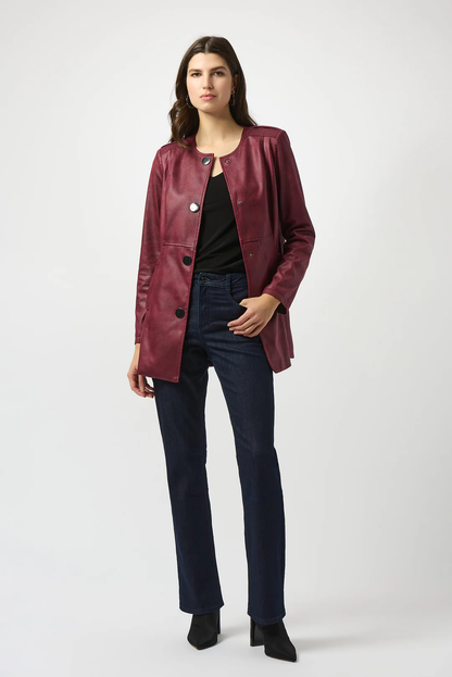 Joseph Ribkoff Merlot Long Sleeve Faux Suede Jacket 253934-R