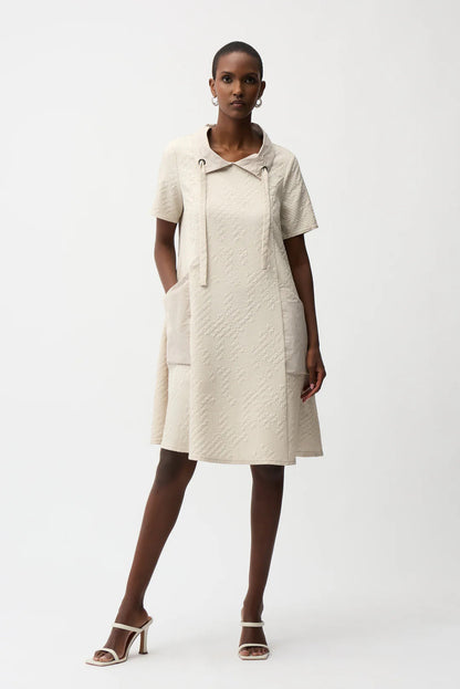 Joseph Ribkoff Geometric Textured Jacquard A-Line Dress 261027
