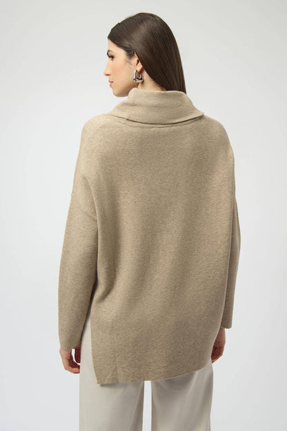 Joseph Ribkoff Cowl Neck Embellished Asymmetric Sweater Top 253913