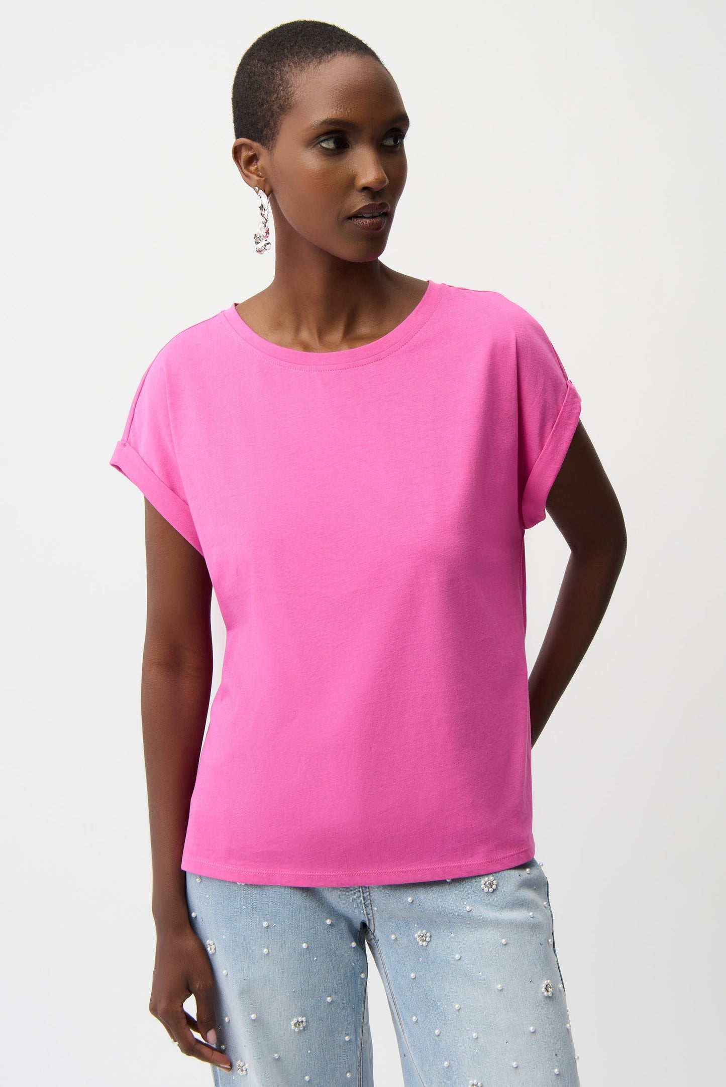 Joseph Ribkoff Crew Neck Short Sleeve Cotton T-Shirt 261999