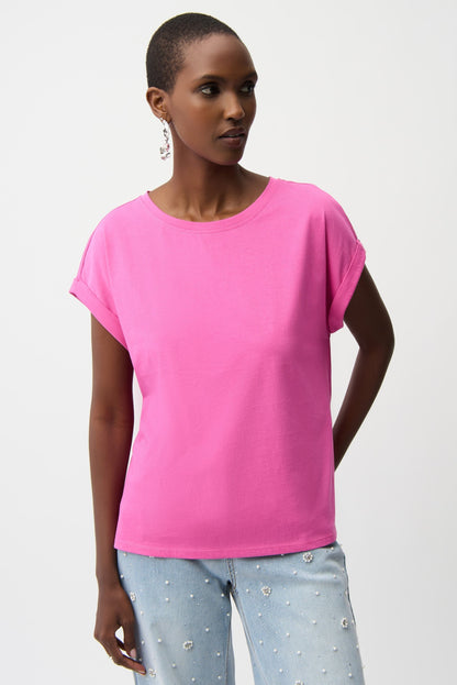 Joseph Ribkoff Crew Neck Short Sleeve Cotton T-Shirt 261999