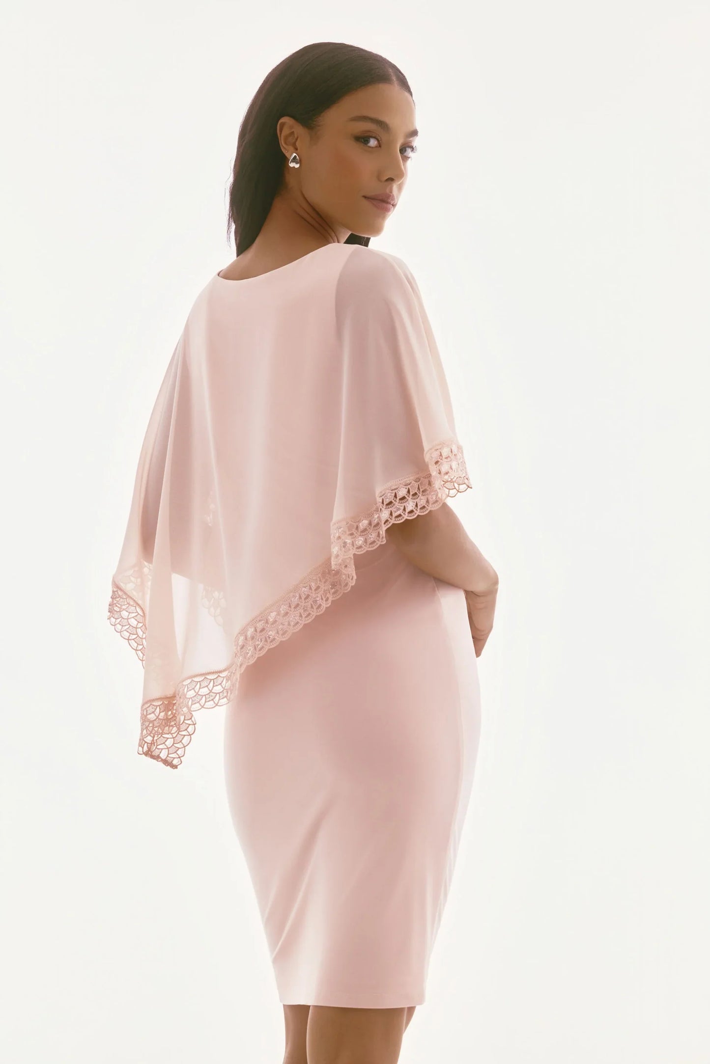 Joseph Ribkoff Lace Trim Chiffon Overlay Sheath Dress 251773