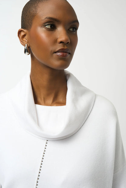 Joseph Ribkoff Cowl Neck Embellished Asymmetric Sweater Top 253913