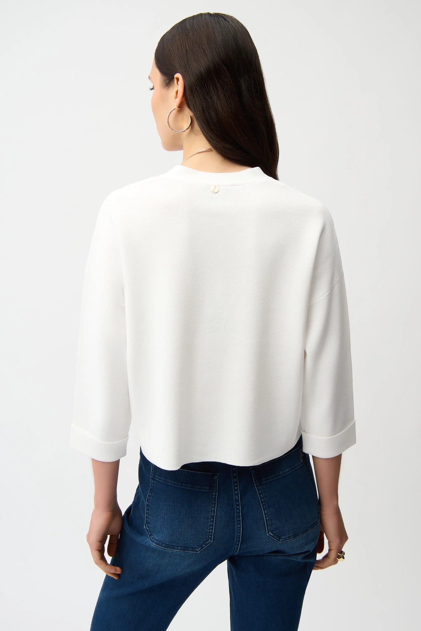 Joseph Ribkoff Vanilla Mirrored Grommet Accent Crop Cardigan 261918