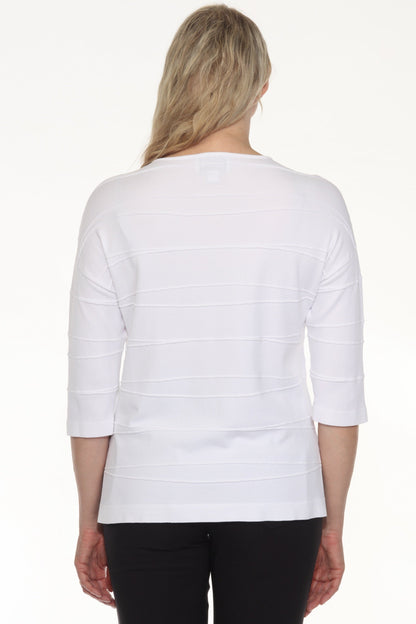 Joseph Ribkoff Textured Stripe V-Neck 3/4 Sleeve Knit Top 251923