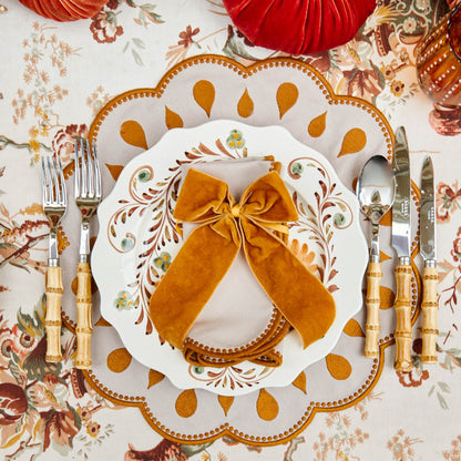 Taupe & Mustard Bettina Placemats & Napkins (Set of 4)