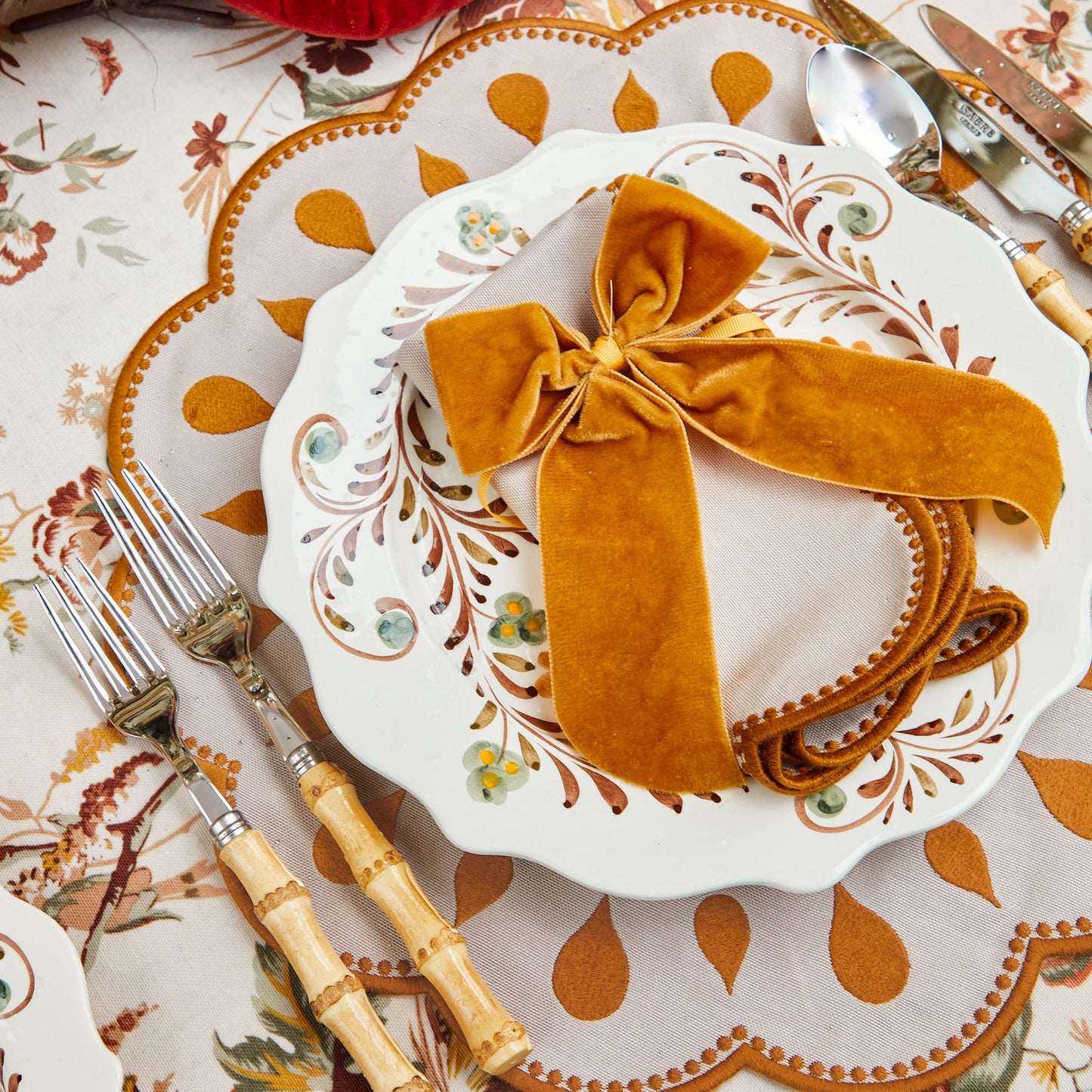Taupe & Mustard Bettina Napkins (Set of 4)