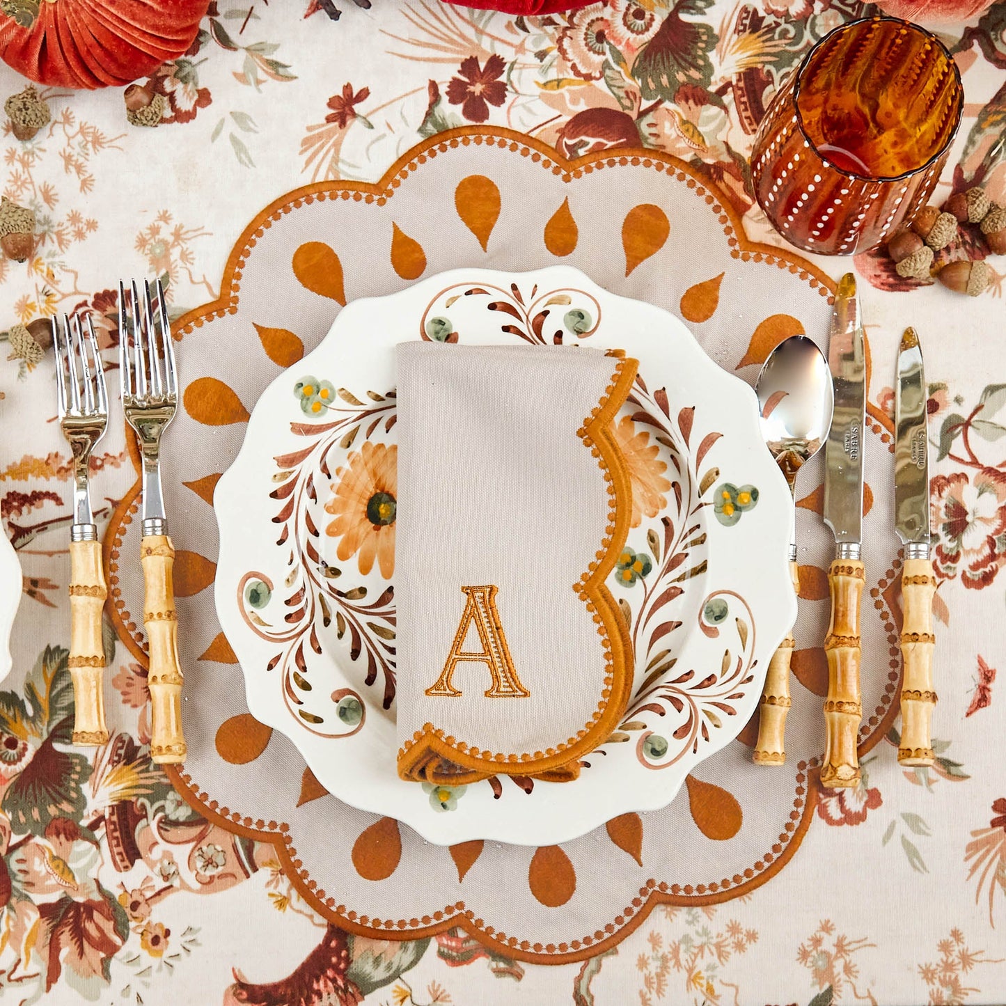 Taupe & Mustard Bettina Napkins (Set of 4)