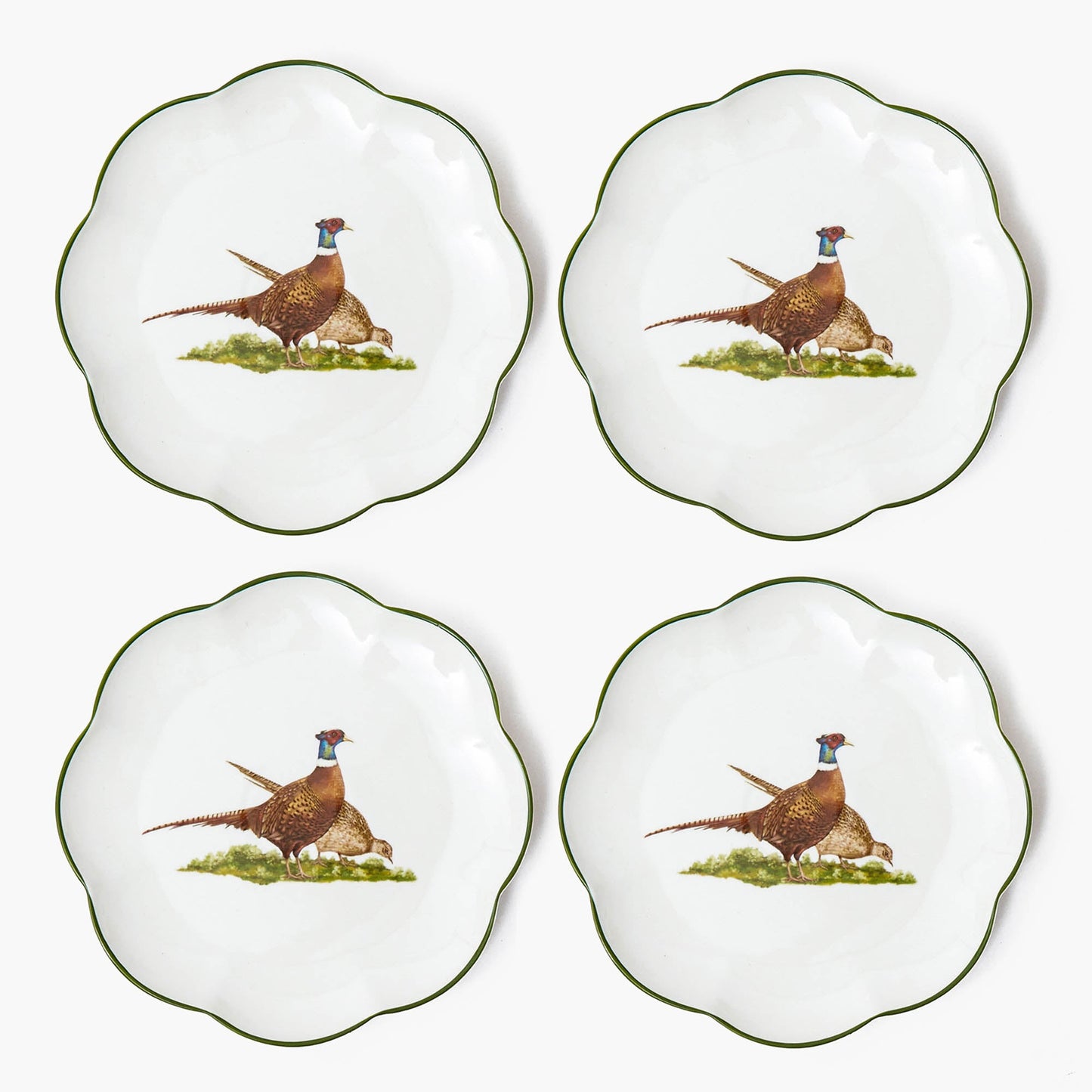 Scalloped Pheasant Starter Plates (Set of 4)