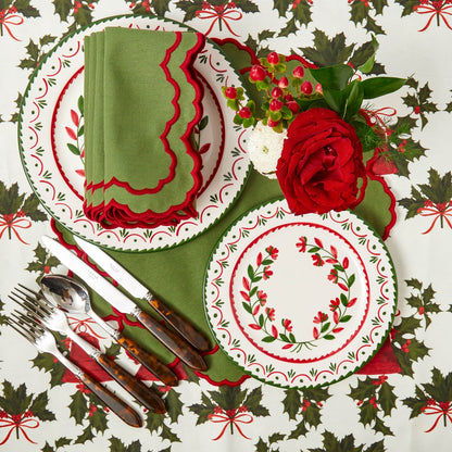 Green & Red Lily Placemats & Napkins (Set of 4)