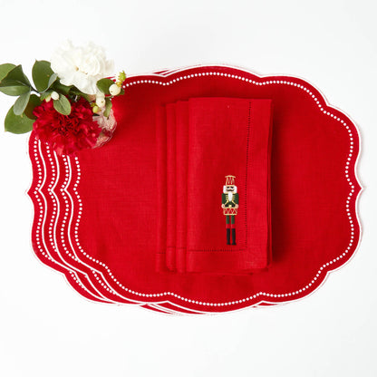 Red Eloise Linen Placemats & Nutcracker Napkins (Set of 4)