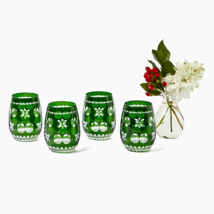 Emerald Anita Engraved Glassware (Set of 8)