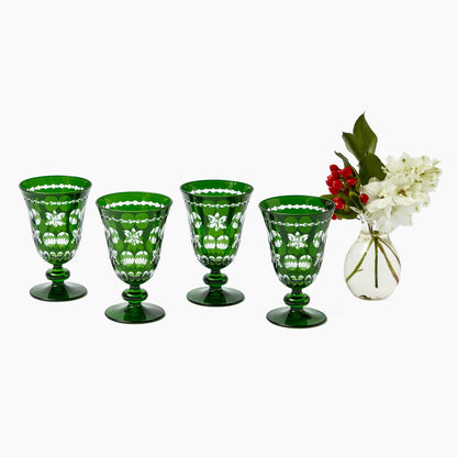 Emerald Anita Engraved Glassware (Set of 8)