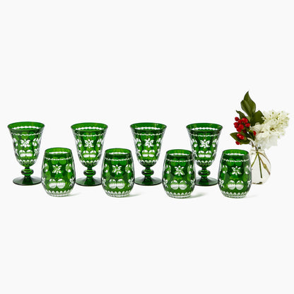 Emerald Anita Engraved Glassware (Set of 8)