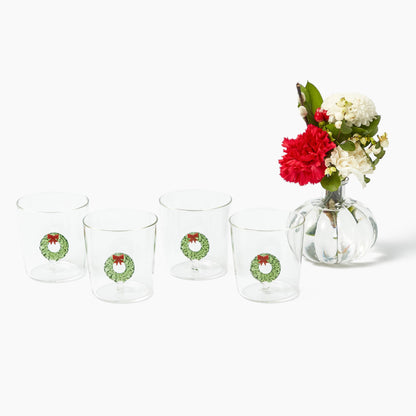 Christmas Wreath Glasses (Set of 4)