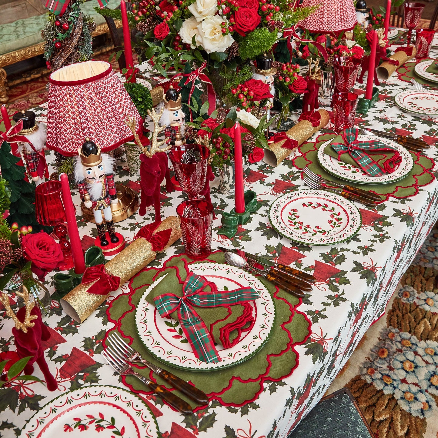 Large Red & Green Tartan Napkin Bows (Pair)