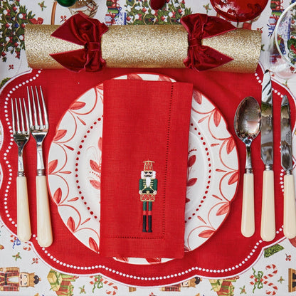 Red Eloise Linen Placemats & Nutcracker Napkins (Set of 4)